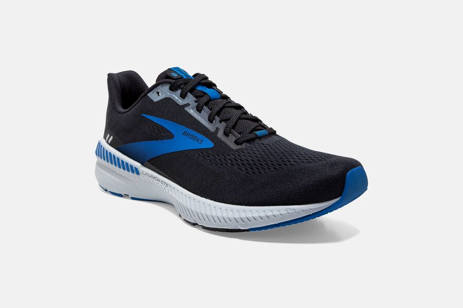 Launch GTS 8 Road Brooks Running Shoes NZ Mens - Black/Grey/Blue - FHCWSB-154